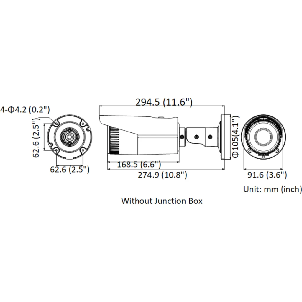 Imagen 4 de Camara Bullet IP Hikvision 2 MP HD720p Ext IP66 IR 30 m. WDR Lente Vari Focal