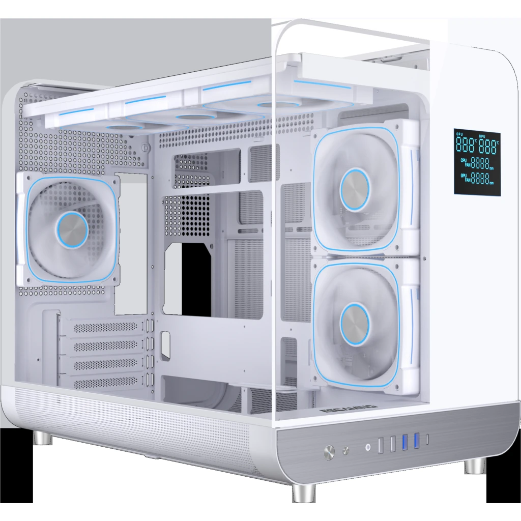 Imagen 1 de GABINETE GAMER ESGAMING MATX AIRCRAFT 007 BKANCI 6 FAN, 2 BASE, 3 ABAJO, 1 TRASERO ARGB, SIN FUENTE