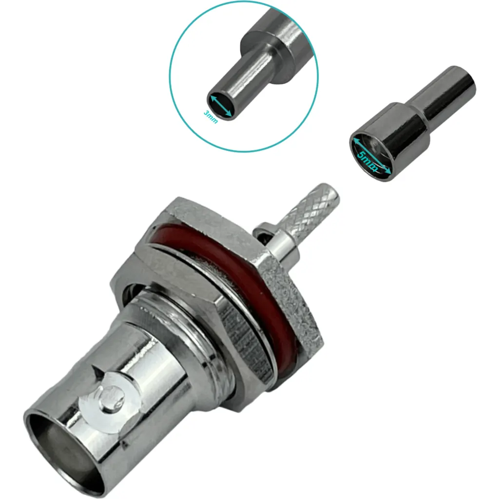BNC-Hembra RG316 13mm-Diamet Panel Conector Crimpeable Coaxial CA100