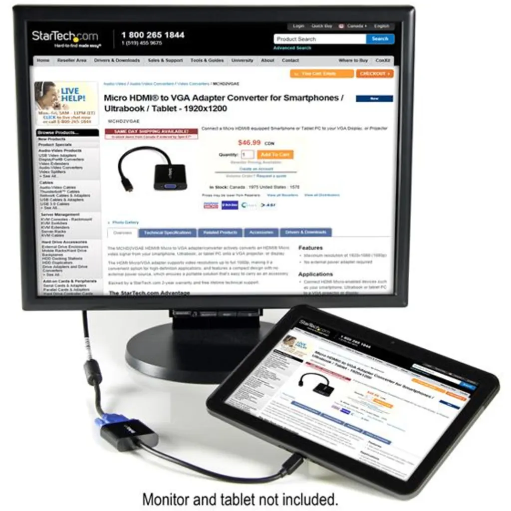 Imagen 4 de Adaptador Conversor micro HDMI Macho a VGA Hembra Smartphones/Tablet - StarTech