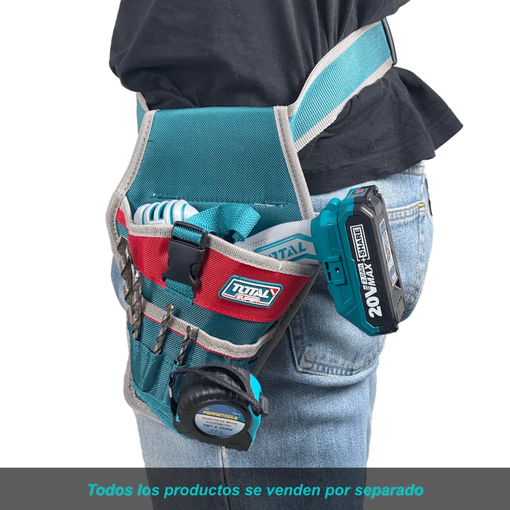 Imagen 3 de TOTAL Porta Herramientas lateral 29x19x5cm inc-Cinturon Poliester 1680