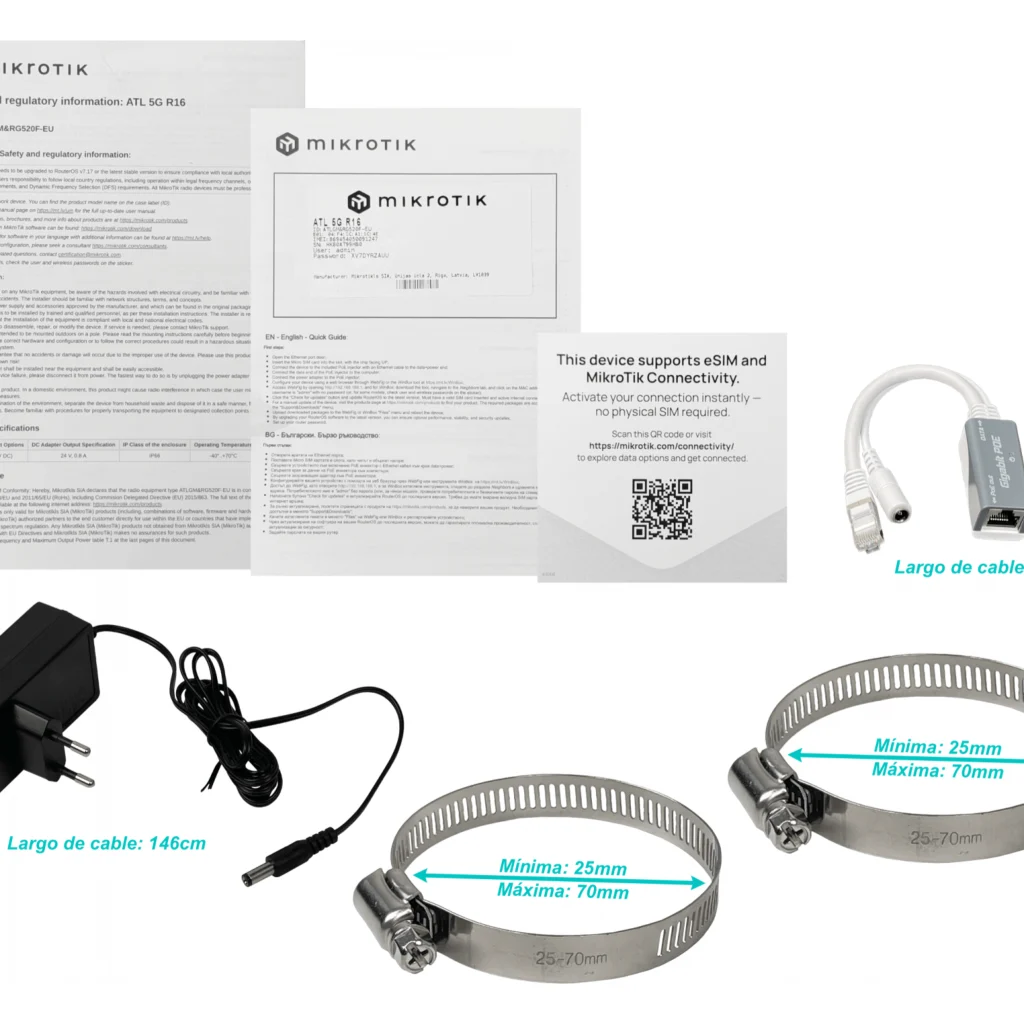 Imagen 6 de MIKROTIK LTE/5G 1-1000-PoE/In CAT20 4x4 16dBi 1-Sim eSim IP66 inc-24V
