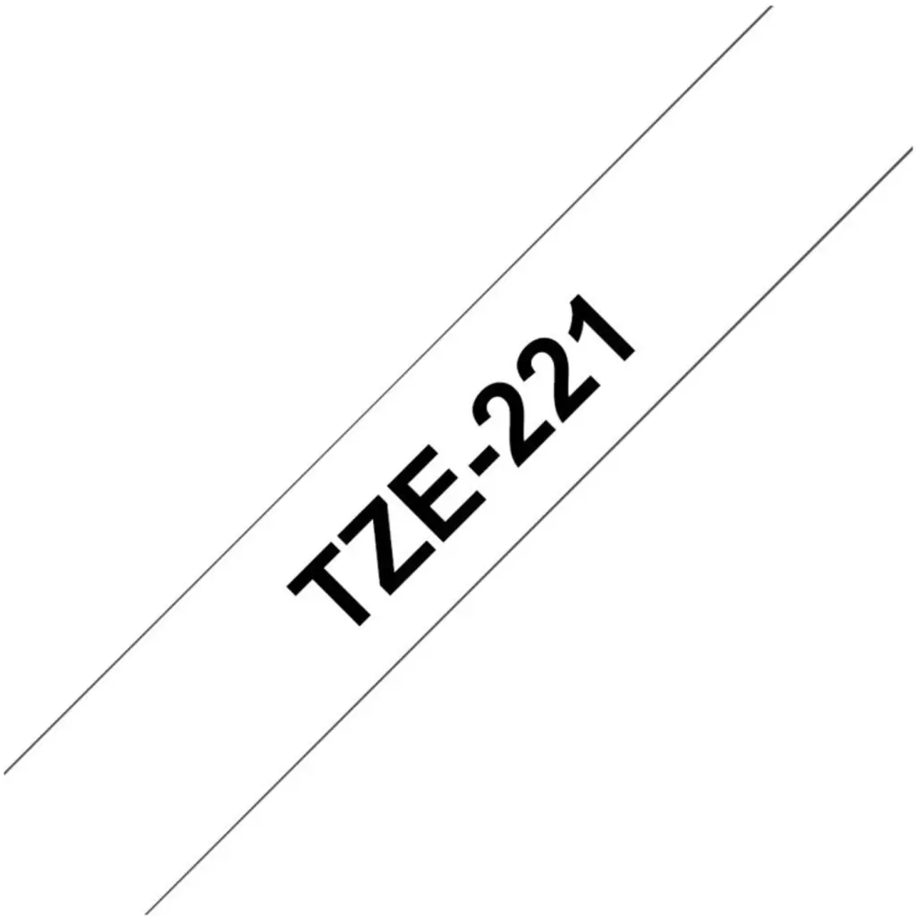 Imagen 1 de Cinta Brother TZE-221 Negro sobre Blanco de 9 mm (0,35 pulg.) para P-Touch 8mt