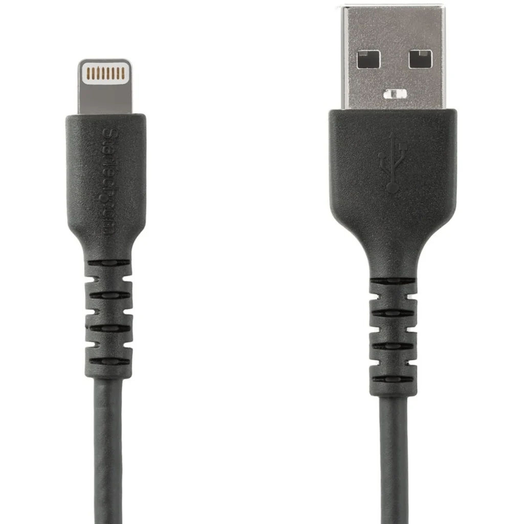 Cable Lightning a USB Tipo-A Cárga rapida 1mt Cert MFi Negro p//iPhone iPad iPod