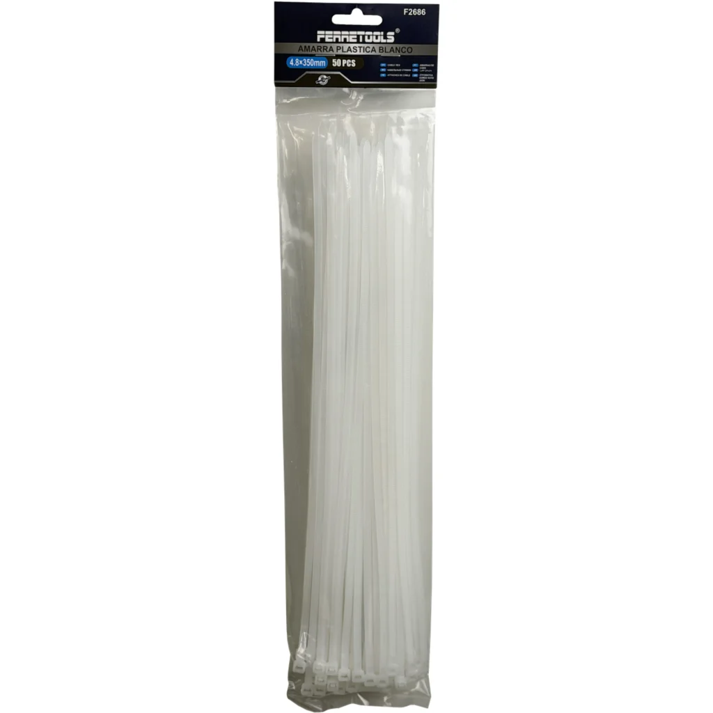 50-un 350x4,8mm Blanca Amarra Plastica Nylon 4.8x350mm