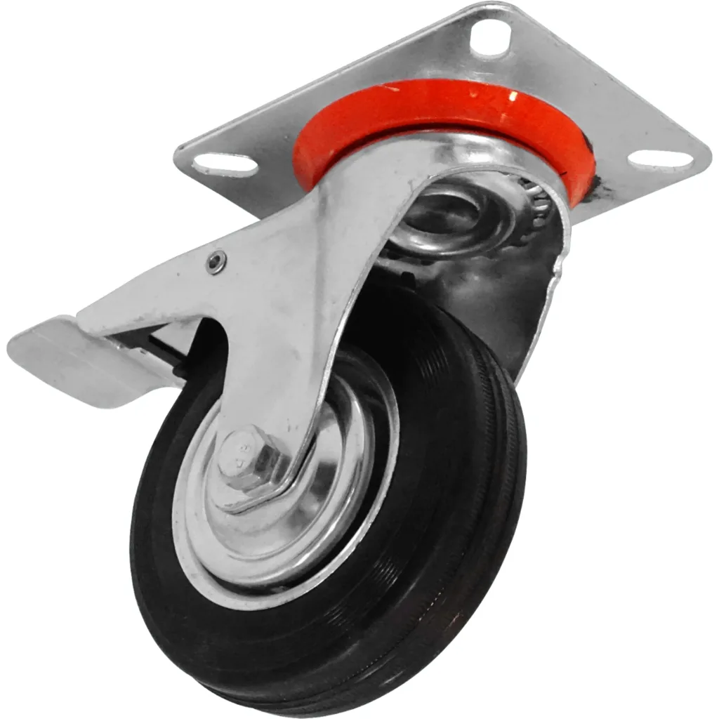 Imagen 1 de Rueda 4-pulgadas c/Freno Giratoria Negro Soporta-80Kg 82x100x132mm