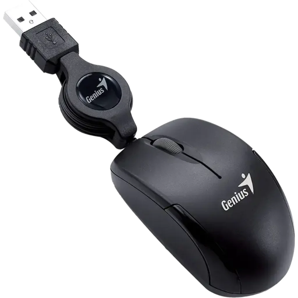 Imagen 1 de GENIUS MOUSE CABLE RETRACTIL USB BLACK MICRO-TRAVELER-V2