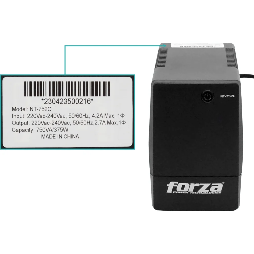 Imagen 3 de UPS Forza Interactiva 750VA/375W Salida 4 CEI RJ11Formato Torre comp-220V