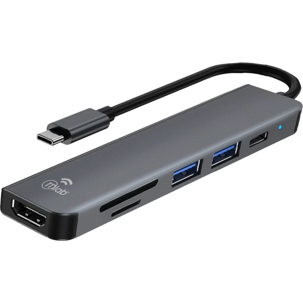 MLAB HUB ADAPTADOR 6 EN 1 TYPE-C A HDMI + SD/TF CARD + PD100W + 2USB2.0