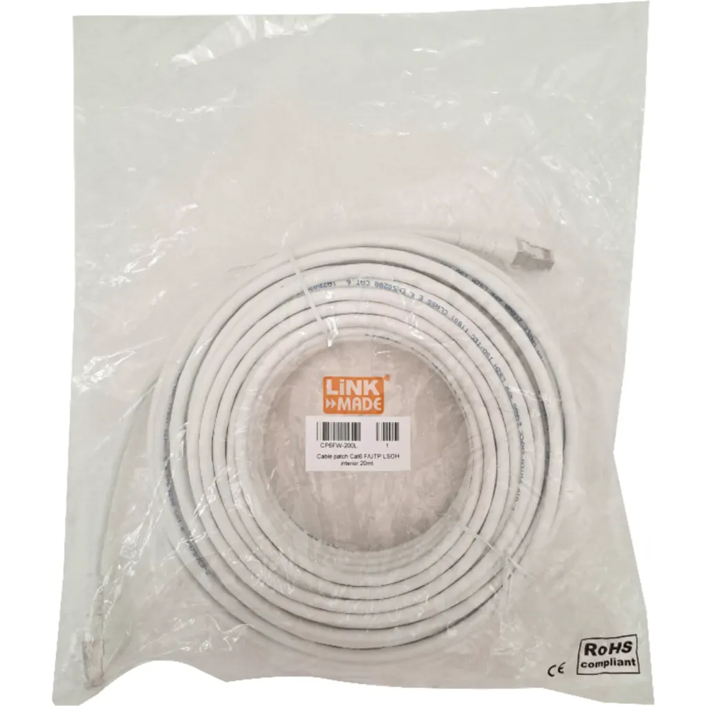 Imagen 3 de LINKMADE 20MT F/UTP CAT6 BLANCO LSZH CABLE PATCH MULTIFIL INYECTADO