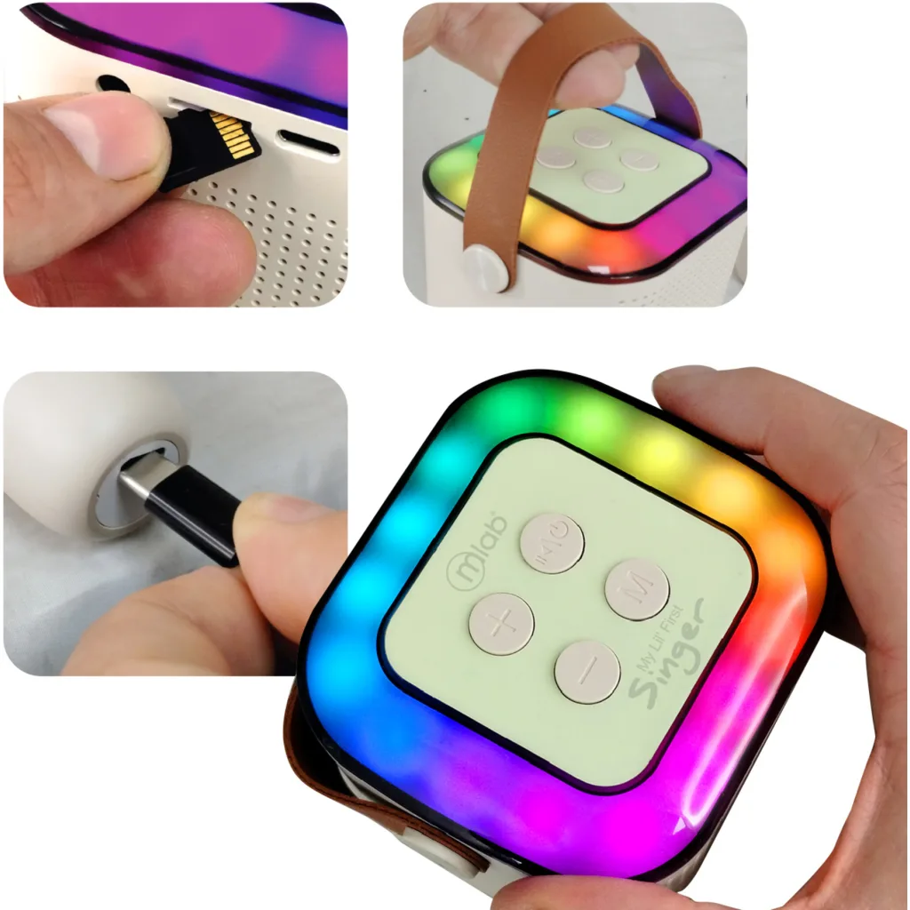 Imagen 3 de MLAB KARAOKE MY LIL FIRST SINGER CON LUZ RGB 1 MICROFONO INALAMBRICO WHITE