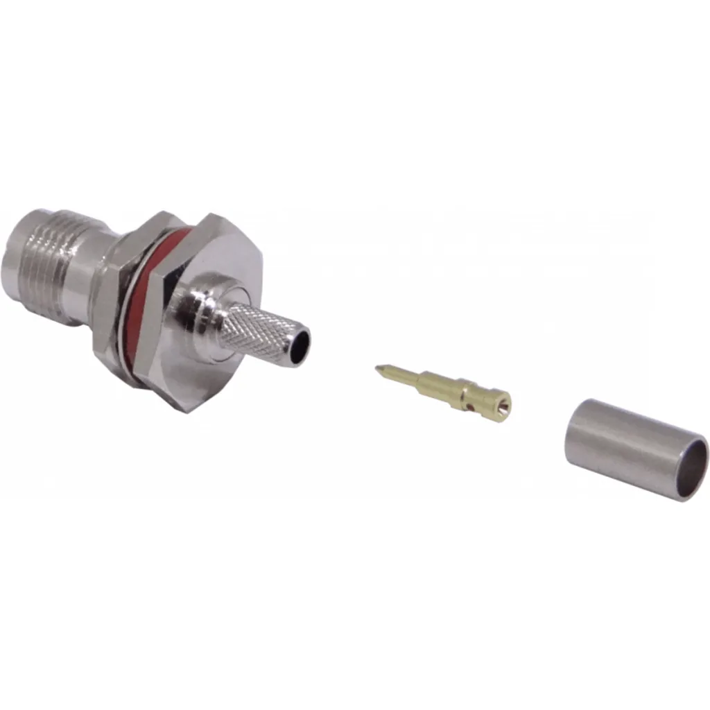 Imagen 1 de RPTNC-Hembra LMR195 RG58 Panel Conector Crimpeable Coaxial O-Ring