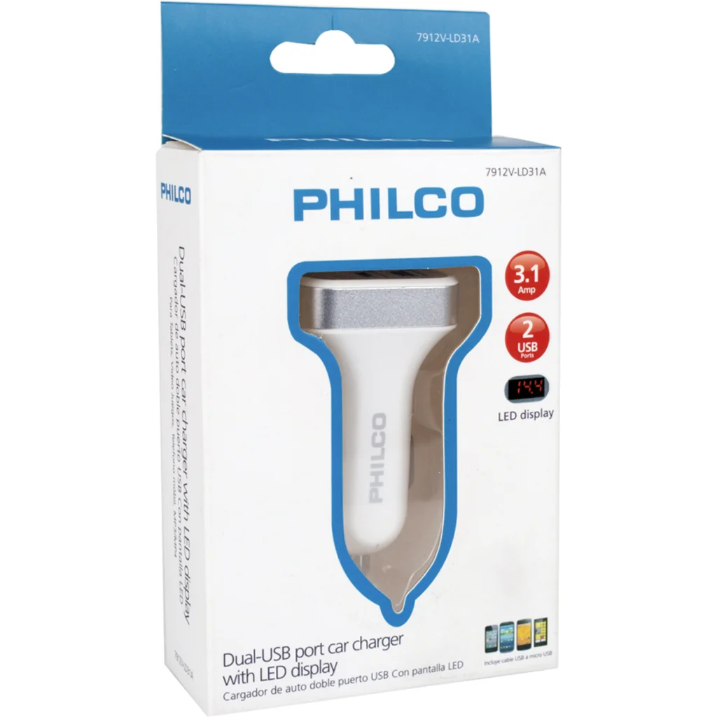 Imagen 1 de CARGADOR AUTO DOBLE USB CON PANT LED
