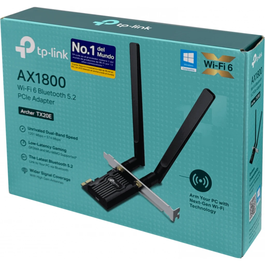 Imagen 2 de TP-LINK AX1800 Bluetooth-5.2 2,4Ghz 5GHz 574+1201mbps PCIe-x1 2-RPSMA