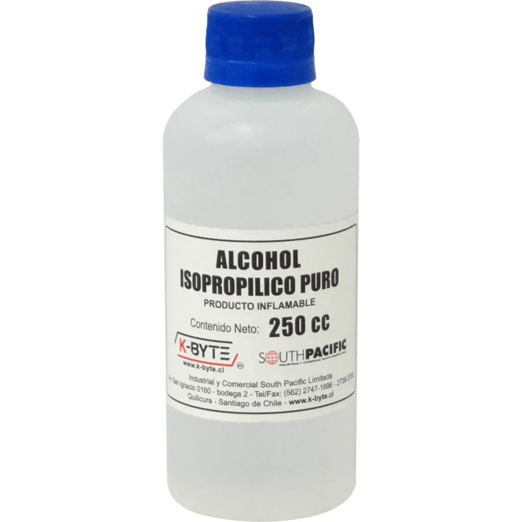 Botella 250ml Alcohol Isopropilico 1/4Lt para Limpieza