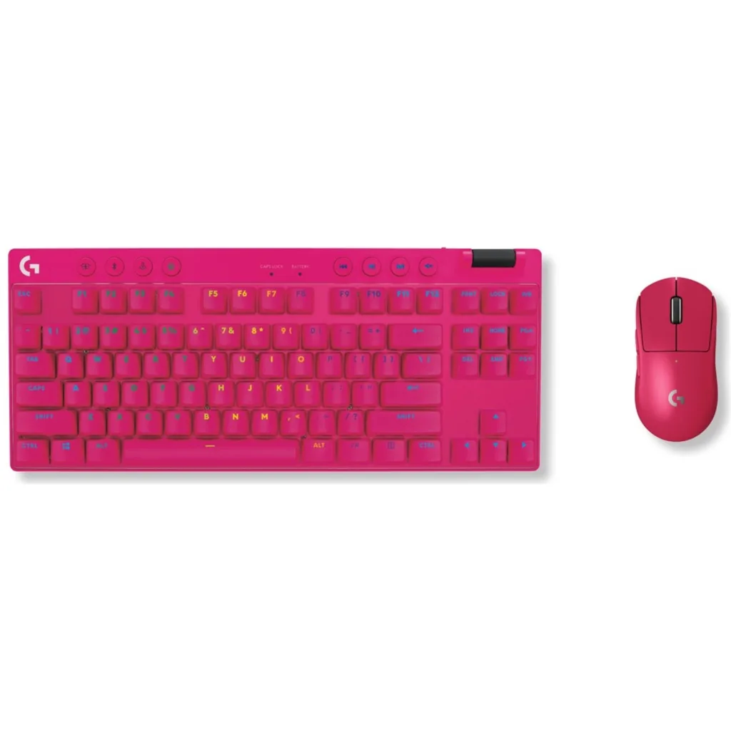 Imagen 3 de Logitech G PRO X TKL LIGHTSPEED Wireless Gaming Keyboard, Tactile Switches (GX Brown), Magenta - Teclado - sin teclado numérico - retroiluminación - Bluetooth, LIGHTSPEED - QWERTY - EE. UU. - interruptor: GX Brown Tactile - magenta
