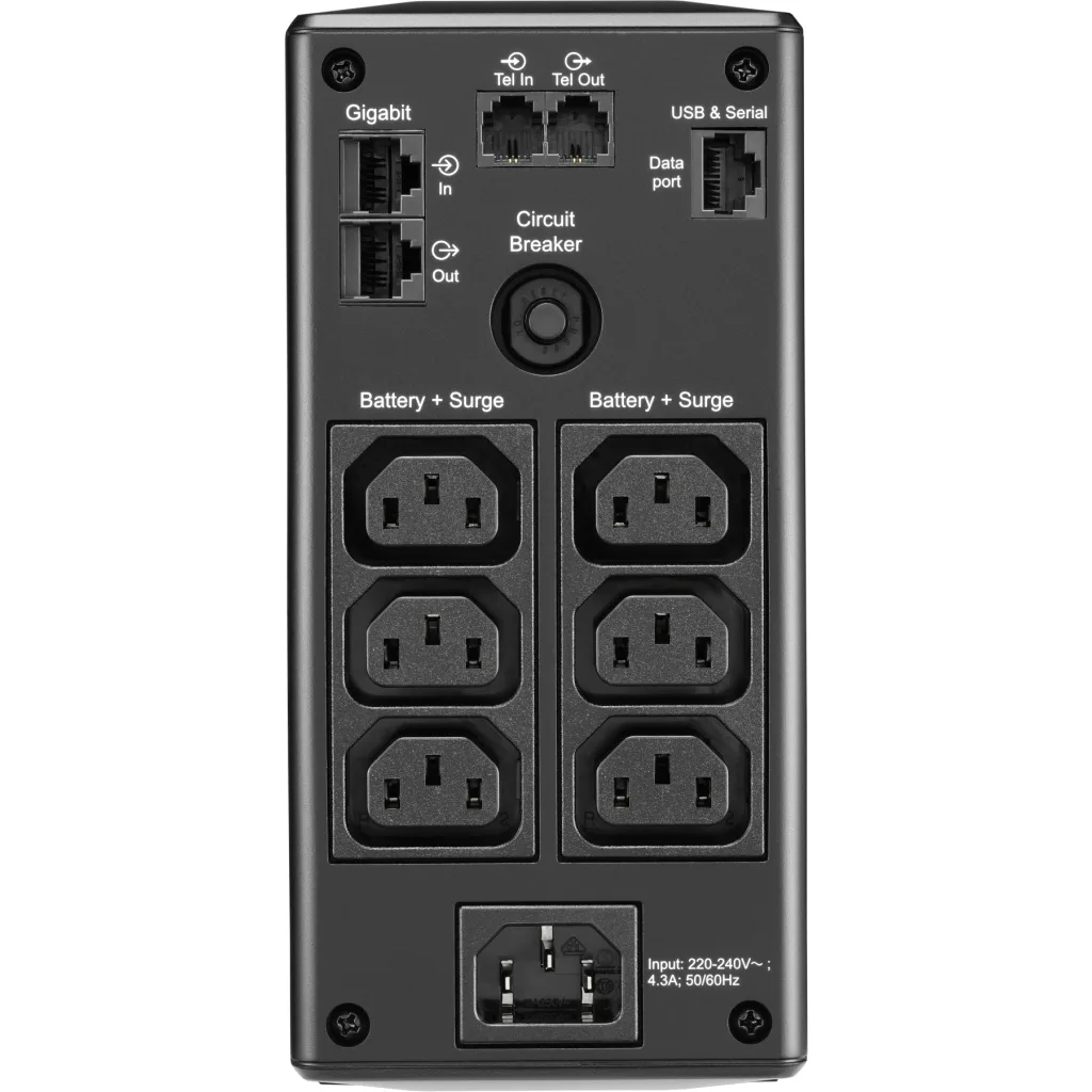 Imagen 1 de UPS APC BR900MI Back UPS Pro BR 900VA 6 salidas, AVR, interfaz USB RJ-45 LCD