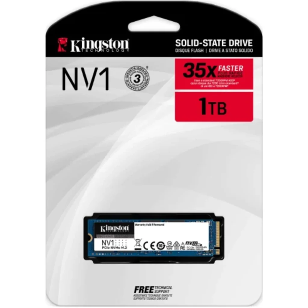Imagen 1 de Unidad SSD Kingston NV1 1TB M.2 22*80 PCIe3x4 NVMe Lec2100MB/s Esc1700MB/s (Reacondicionado)