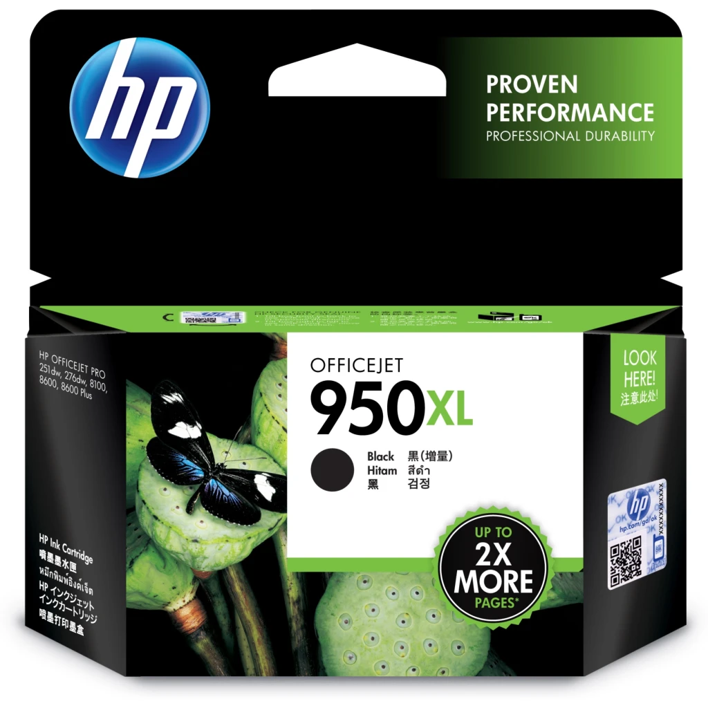 Cartridge HP 950XL Negro para Impresoras Officejet Pro 8100/8600, 2300 Pag 12pl