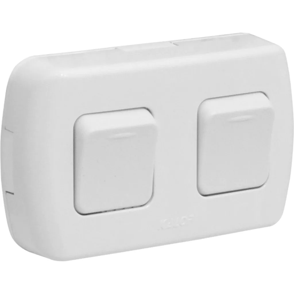 Imagen 1 de KALOP 9/15 Boton Switch Doble Sobrepuesto Blanco Tekna IP20 KS39651