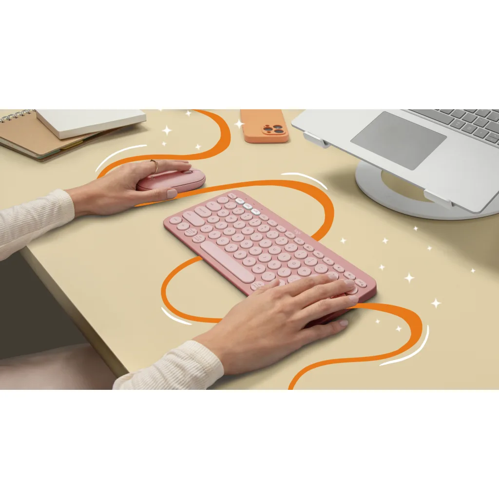 Imagen 9 de Teclado Inalámbrico Logitech Pebble Keys 2 K380S Bluetooth Dongle USB Rosado