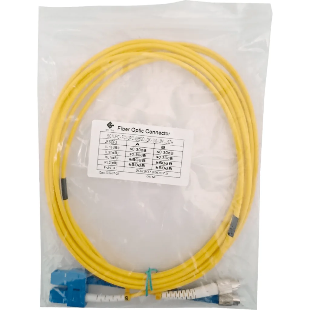 3mt SC-FC MonoModo SM Duplex Jumper Cable Fibra 9/125um 3.0mm