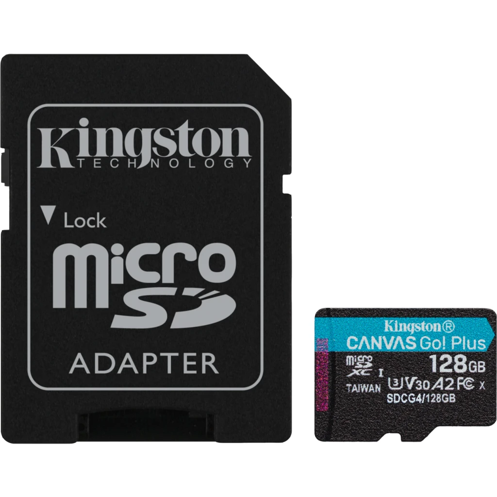 Memoria MicroSDXC 128GB Kingston Canvas Go Plus Cat10 UHS-I U3 V30 A2 Lec200MB/s