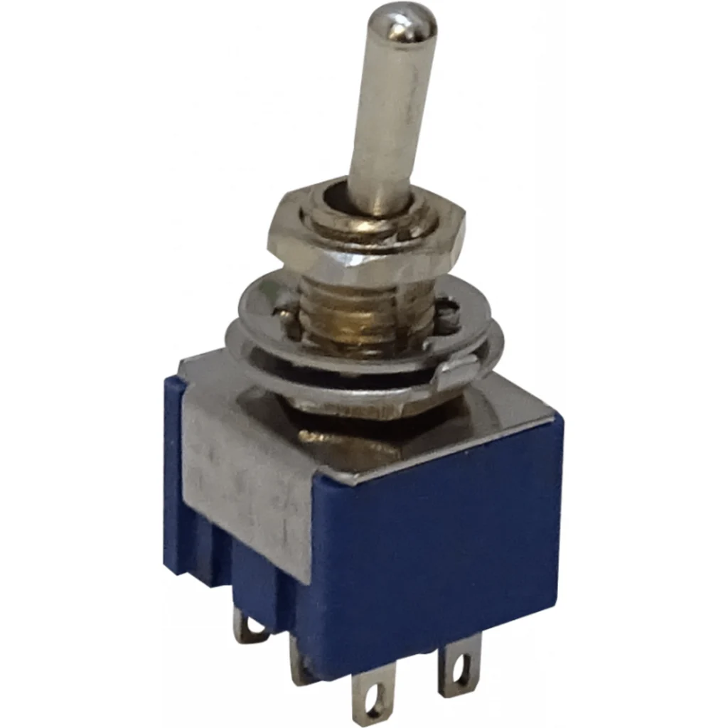 Imagen 1 de Interruptor 6-Pin 2-Pos Celeste ON-ON Toggle Perilla 250V 3AMP DPDT