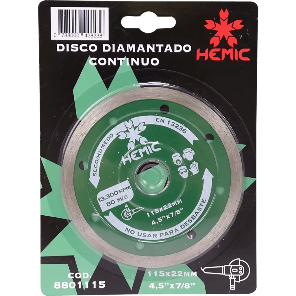 Imagen 1 de HEMIC 115mm Liso 22mm Disco Corte Diamantado Continuo DDU115H 8801115