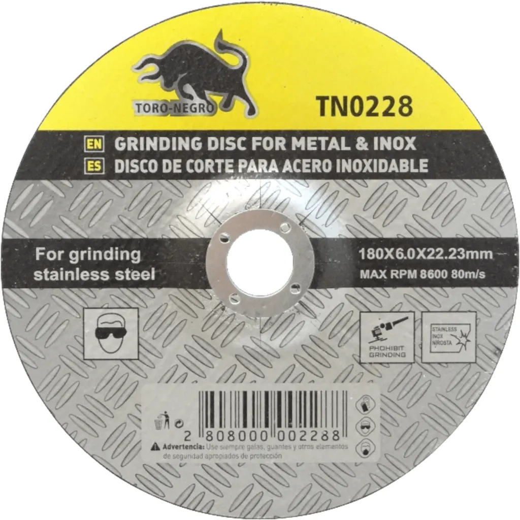 Imagen 1 de 180mm 6mm 22,23mm Disco Desbaste Metal 8600rpm 80m/s TN0228