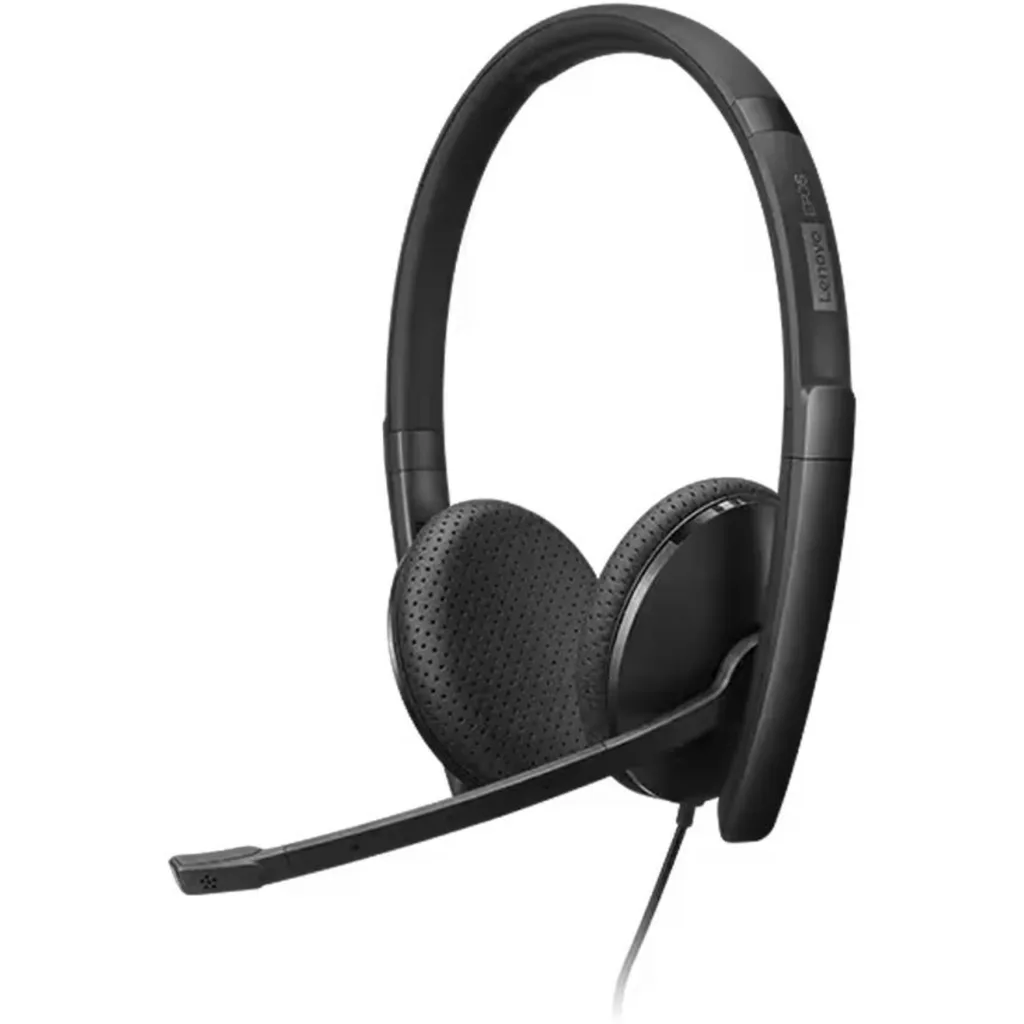 Imagen 2 de Audífonos Alámbricos OverEar Lenovo Wired VoIP, USB-C/USB-A Ms Teams, Negros