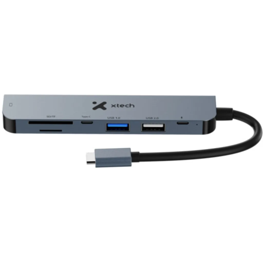 Imagen 2 de Adaptador Multipuertos Xtech, 7en1 USB-C a HDMI SD/TF USB2.0 USB3.0 2*USB-C