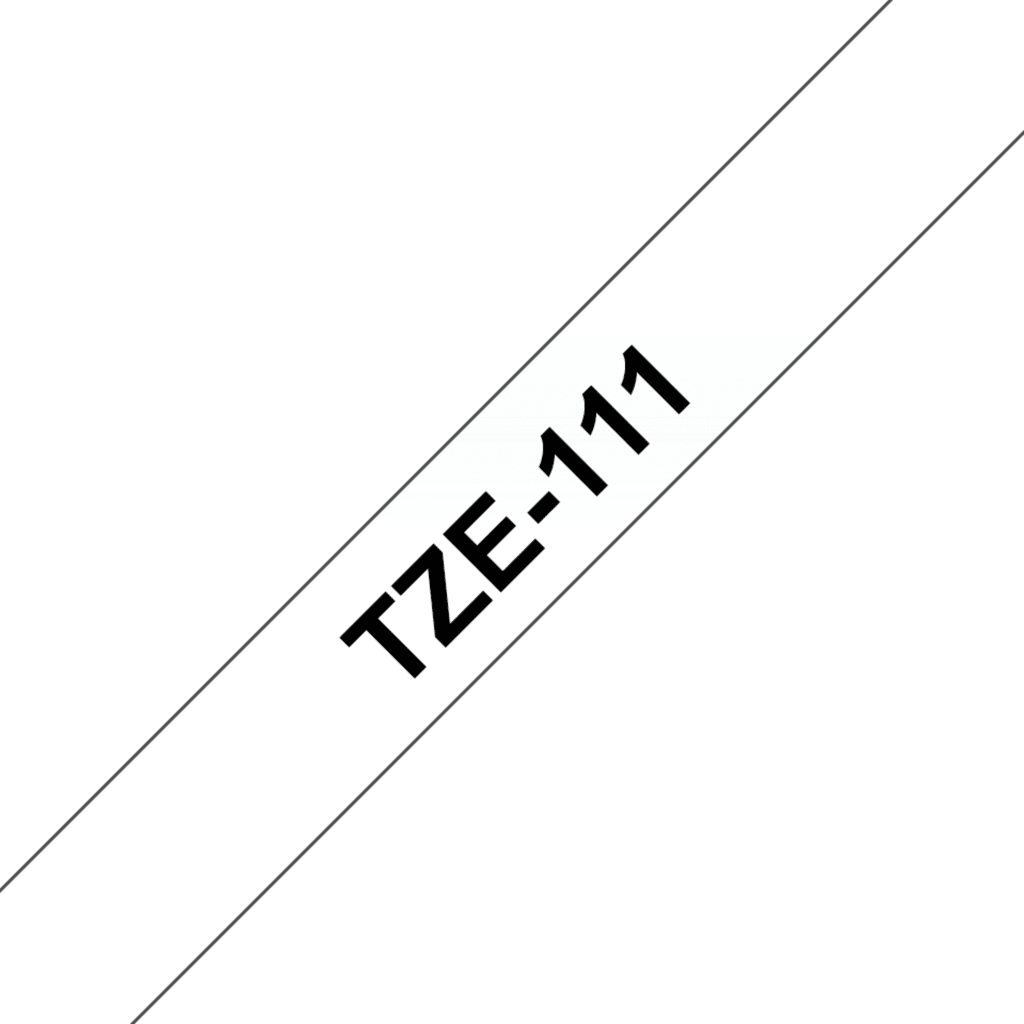 Cinta Brother TZE-111 Texto negro sobre fondo Transparente 6mmx8mt PT-H105/D600