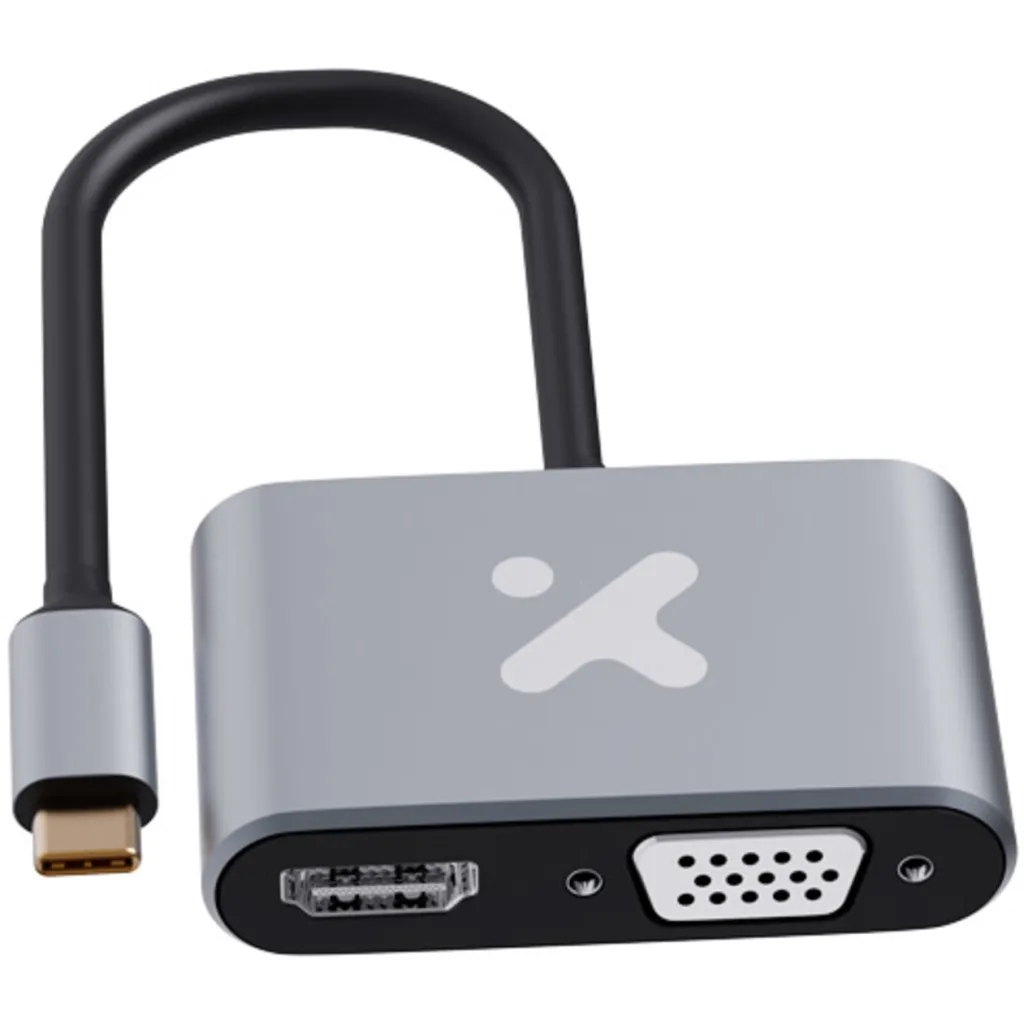 Imagen 1 de Adaptador Multipuertos 2en1 XTech XTC-542, USB-C a HDMI VGA