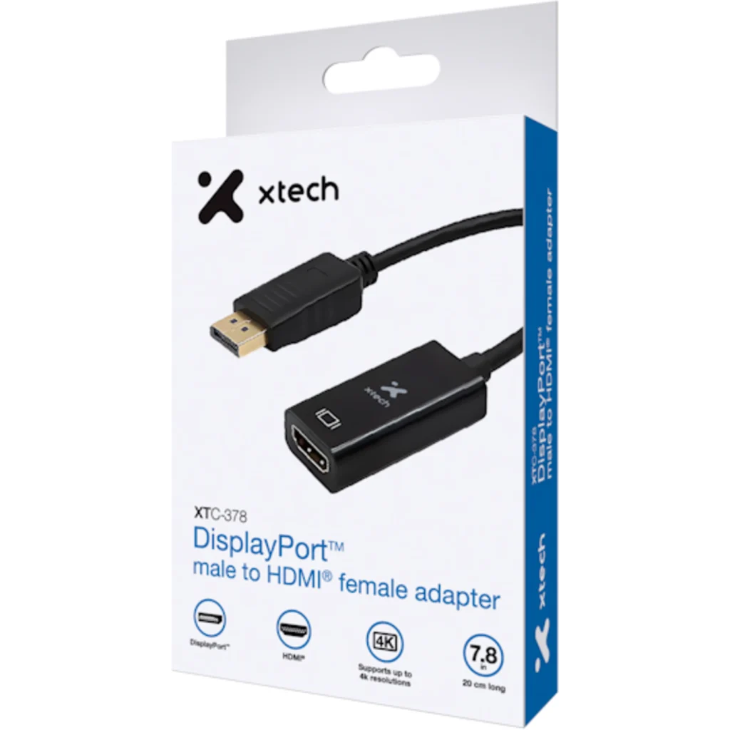 Imagen 6 de Adaptador de Video DisplayPort a HDMI M/H 2K/4K 32 AWG Negro - XTech XTC-378