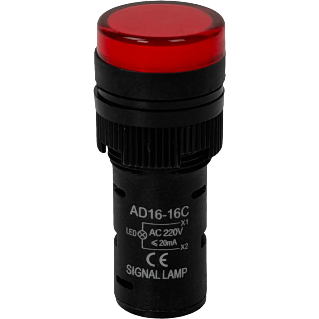Imagen 3 de Rojo Luz Piloto LED 220VAC 15mm-diametro 19mm-cabeza 45mm-altura