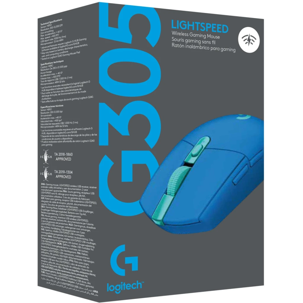 Imagen 5 de Mouse Inalámbrico Gamer Logitech G305 lighspeed sensor HERO USB azul