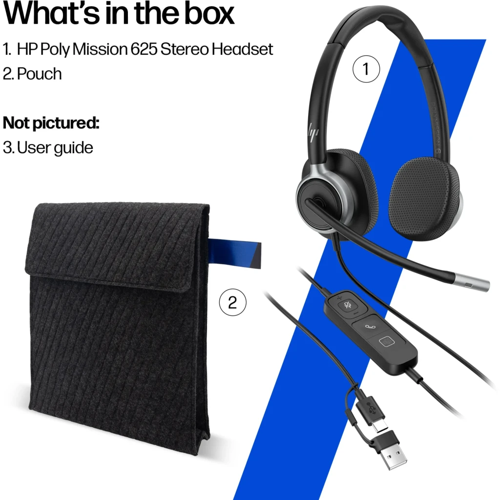 Imagen 6 de HP Poly Mission 625 Stereo USB Wired Headset HP Poly Mission 625
