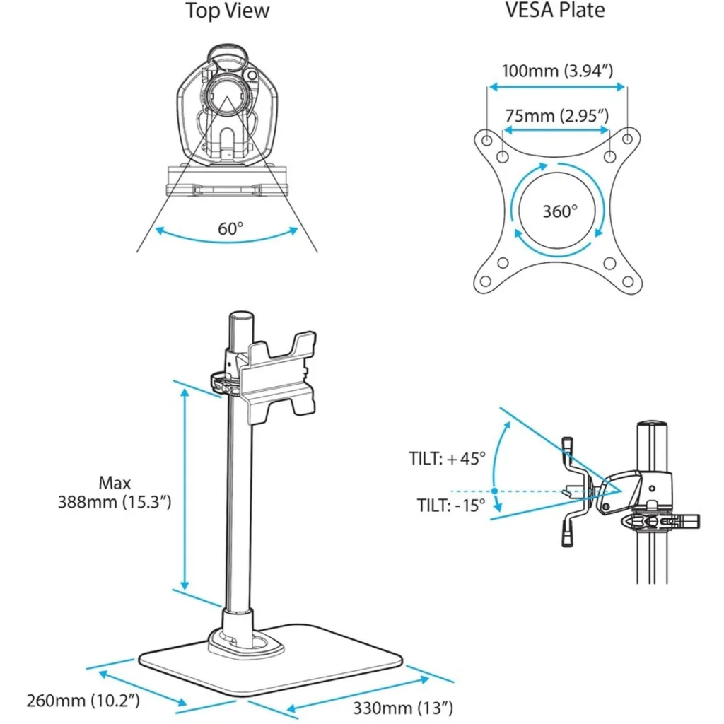 Imagen 4 de Soporte de Escritorio c/Base para 1 Monitor hasta 34" 14kg Ajst altura Rota/Incl