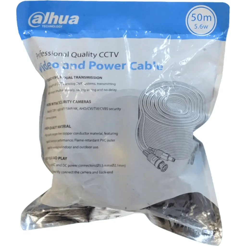 Imagen 1 de DAHUA 50mt BNC-M/M Plug-M/H Coaxial CCTV 5,5x2,1mm Cable PFM942I-50-5