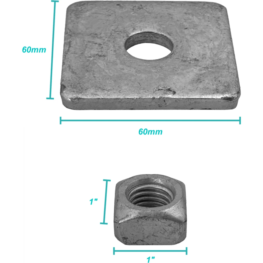 Imagen 3 de 5/8 x 10pulg Perno Ojo con 1-Tuerca Cuadrada-27mm 1-Placa-6x6cm