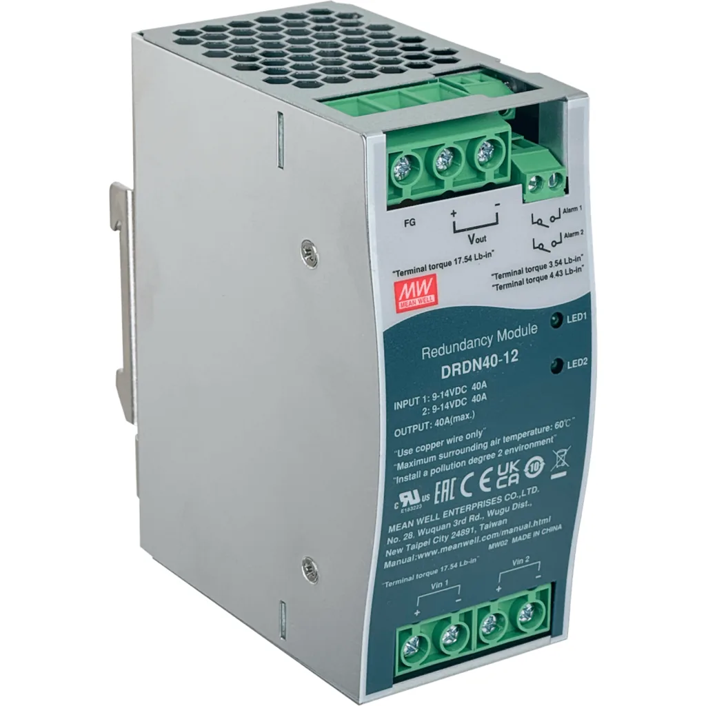 MEANWELL 12VDC 40A Modulo de Redundancia Ancho-55mm Riel-DIN 9-14VDC