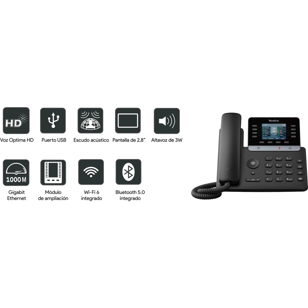 "Telef. IP profesional con pantalla a color 2,8"", audio HD con cancelacion ruid