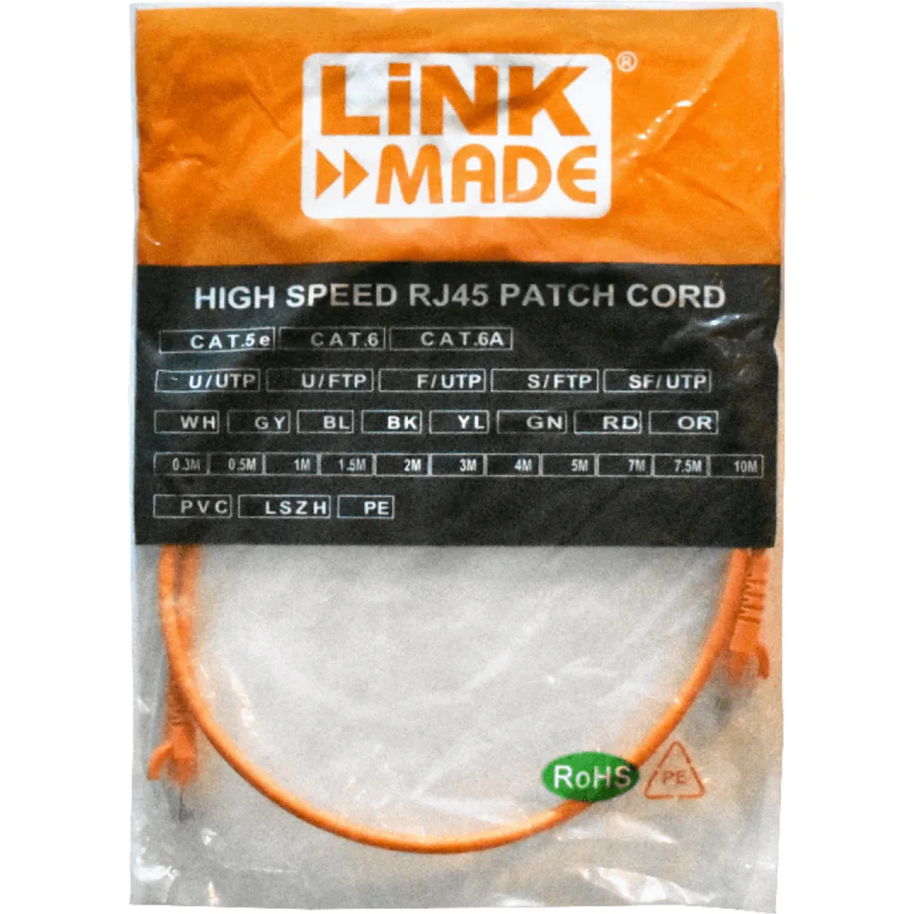 Imagen 1 de LINKMADE 1MT CAT6 NARANJO LSZH CABLE PATCH INYECTADO MULTIFILAR