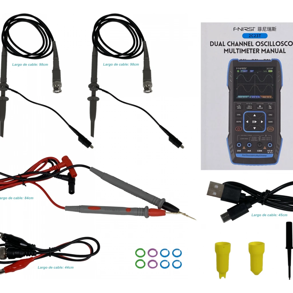 Osciloscopio Multimetro Generador de DDS Recargable-USBC 2C23T
