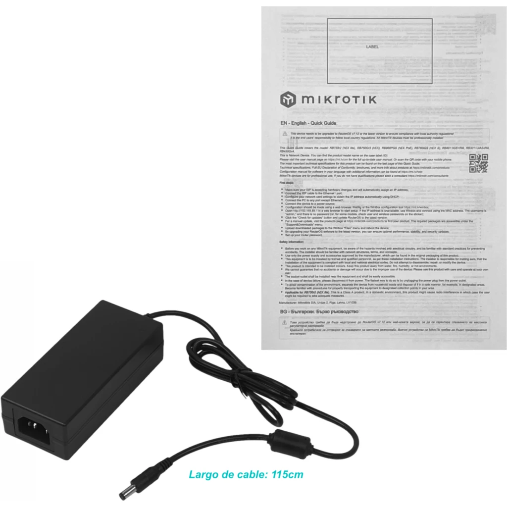 Imagen 6 de MIKROTIK req-cable L4 5-1000(4-PoE) 1-SFP USB 10-57V inc/24V RB960PGS