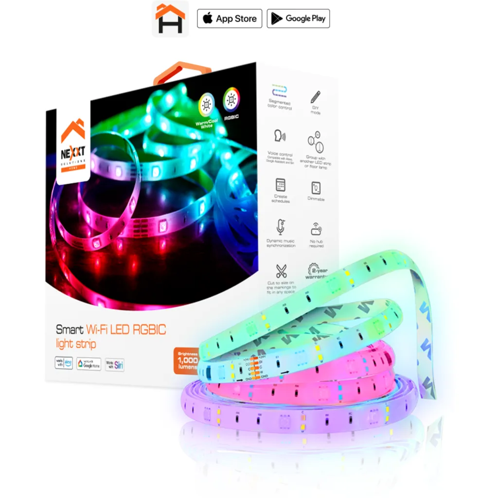 Cinta LED Smart Nexxt NHB-S613, RGBIC LED Strip 5m Smart Home