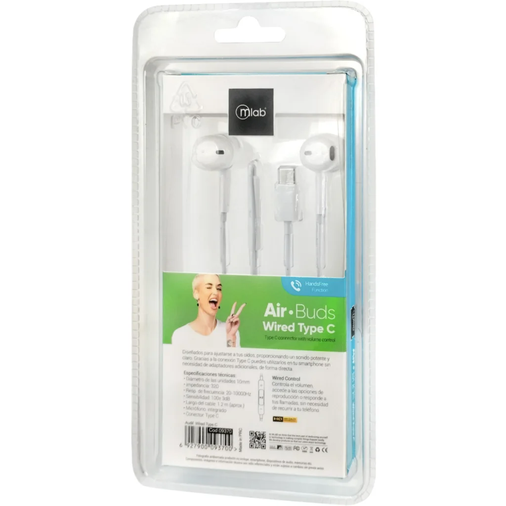Imagen 2 de MLAB AUDIFONO AIR-BUDS WIRED MANOS LIBRES VOLUMEN TYPE C