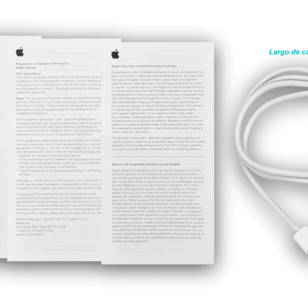 Imagen 2 de APPLE Mouse Blanco Bluetooth Inalambrico Litio Cable MXK53AM/A A3204