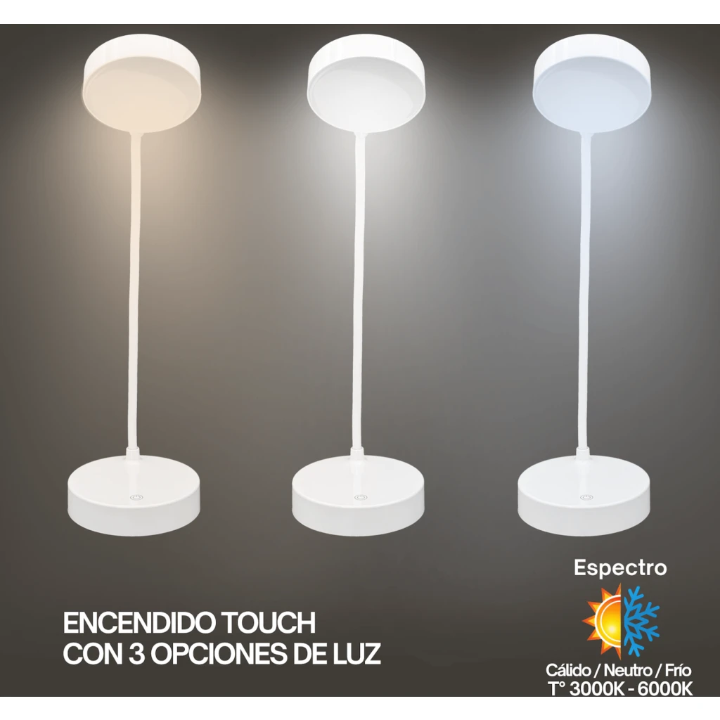 Imagen 5 de Lámpara LED Dimeable-Touch inc-Pila 18650 Litio Recargable, USB-A